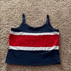 red white and blue crop top spaghetti